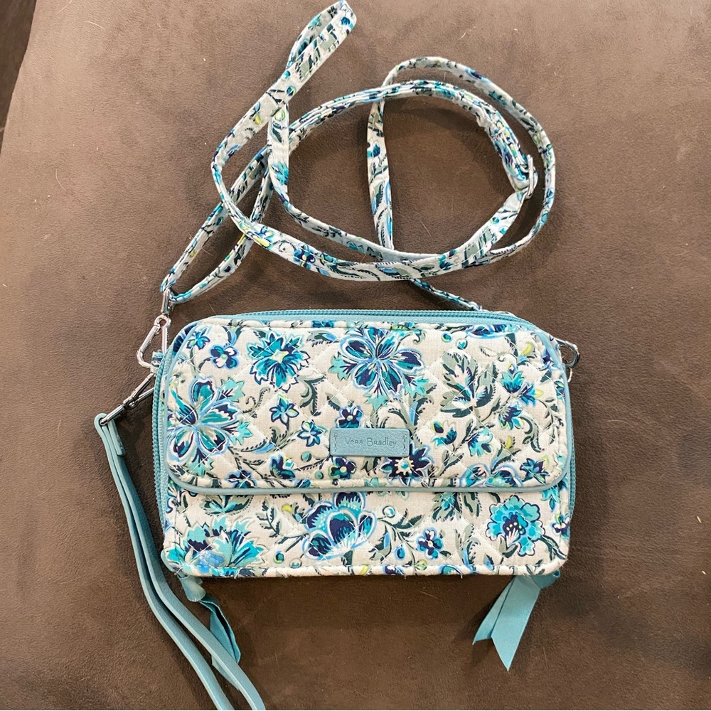 Blue Floral VERA BRADLEY “All in One” RFID Crossbody Purse/Wristlet
